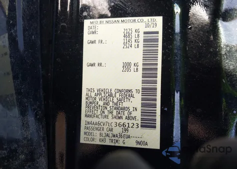 2020 Nissan Maxima Sv Xtronic Cvt from USA, damaged, VIN 1N4AA6CV7LC366123